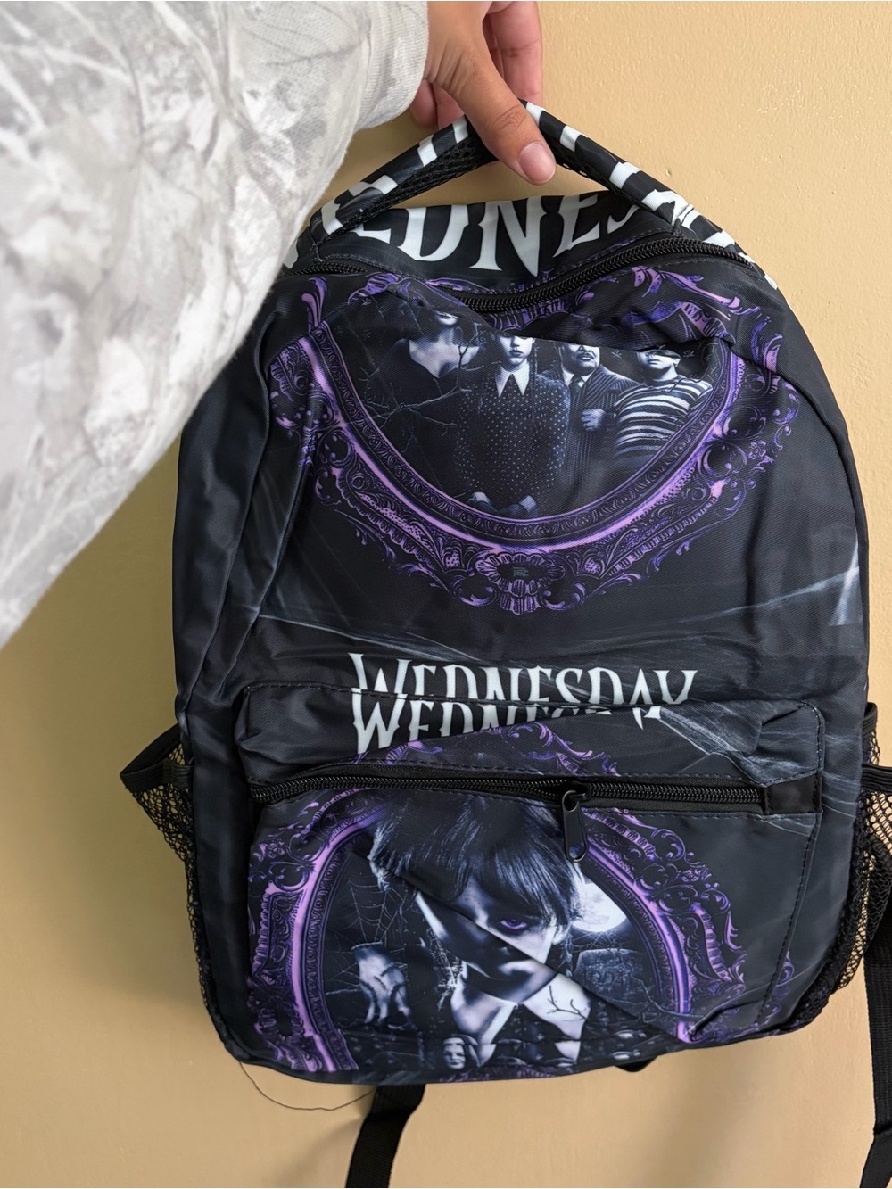 Wednesday Addams Black & Purple Graphic Backpack